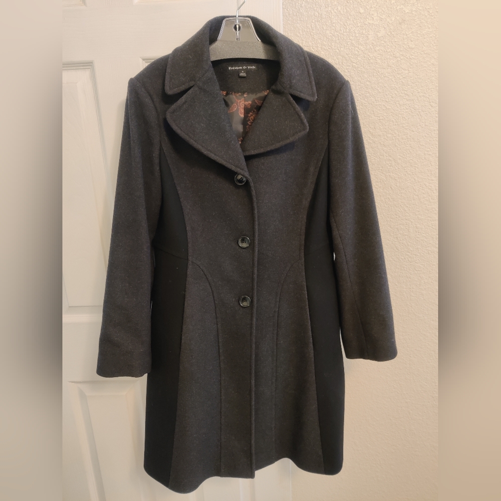 Preston & York Black and Grey Wool Coat